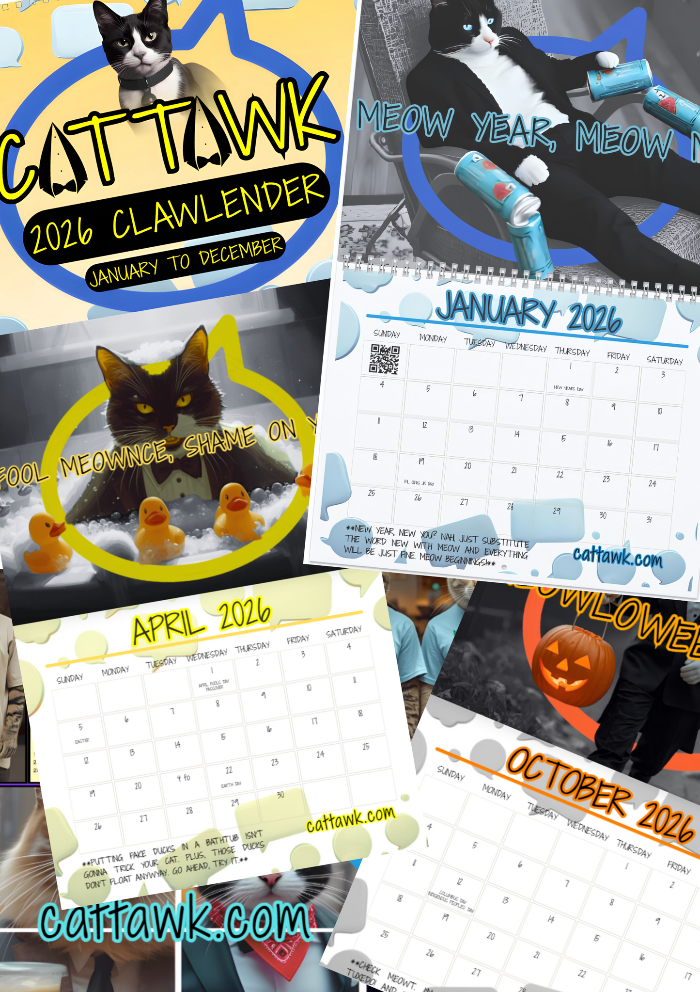 2026 CatTawk 12 Month Calendar