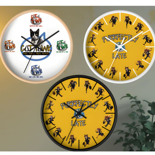 CatTawk Wall Clock - Purrfectly Late