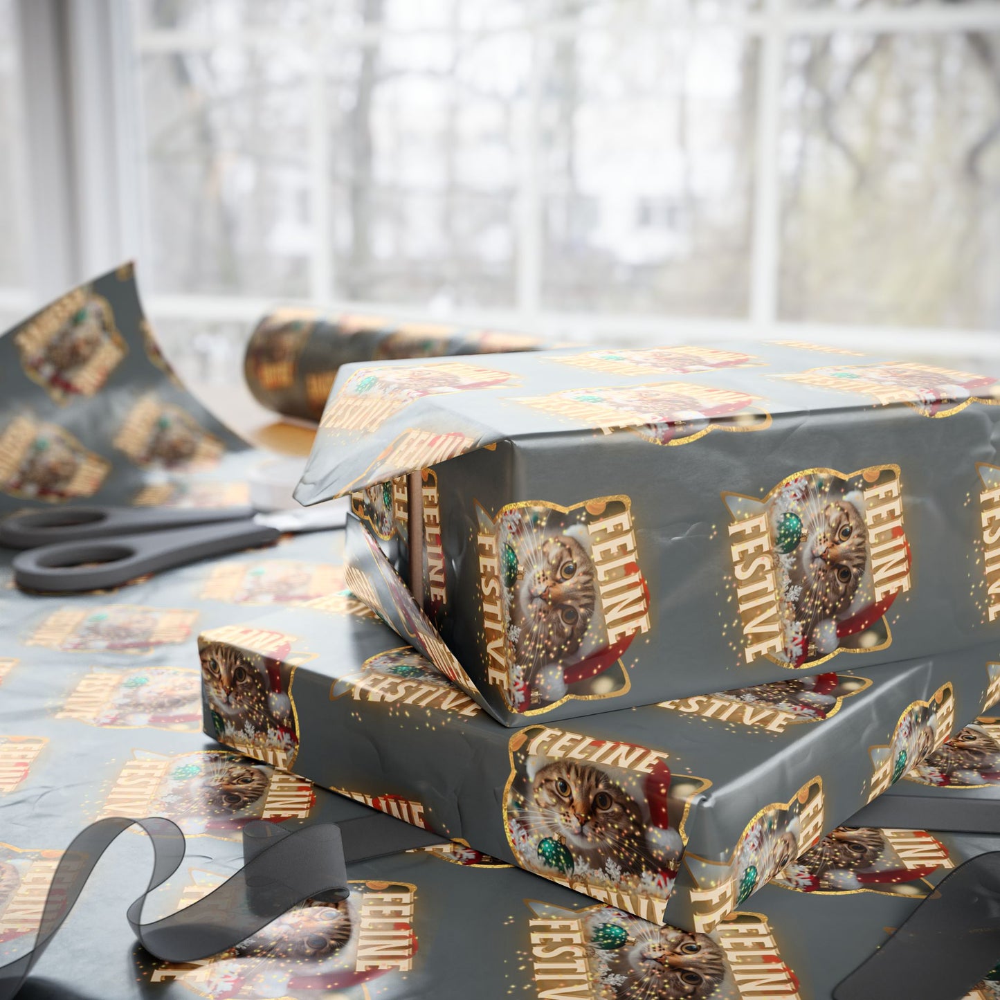 Feline Festive Deluxe Wrapping Paper